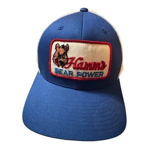 Vintage Hamm's Bear Power Patch on a Flex fit Mesh Fitted Trucker Hat